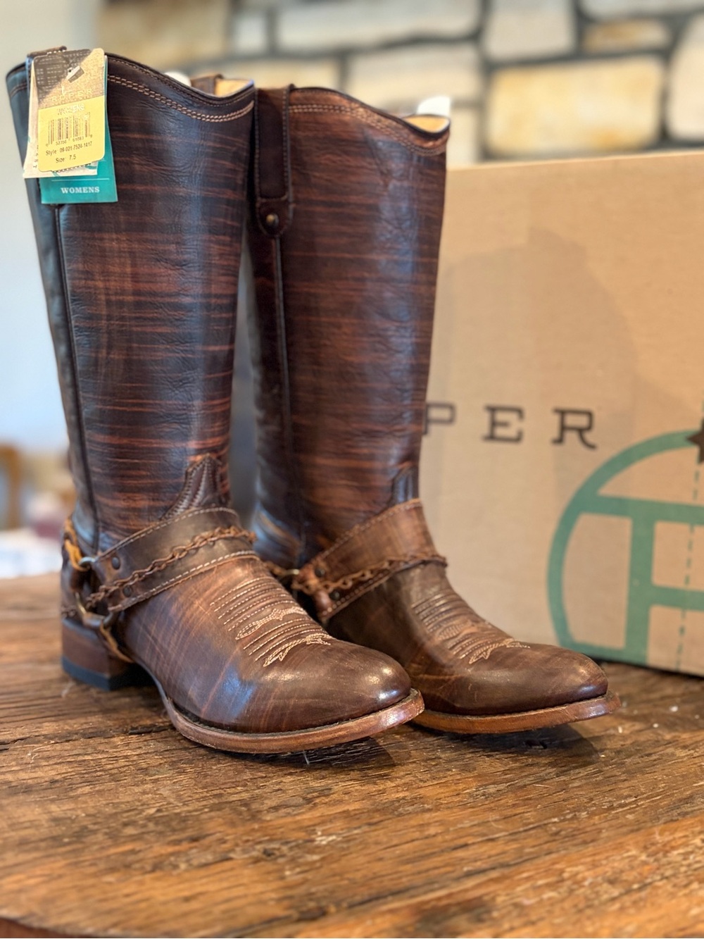Roper Selah : Brown Leather Western Women's Boots